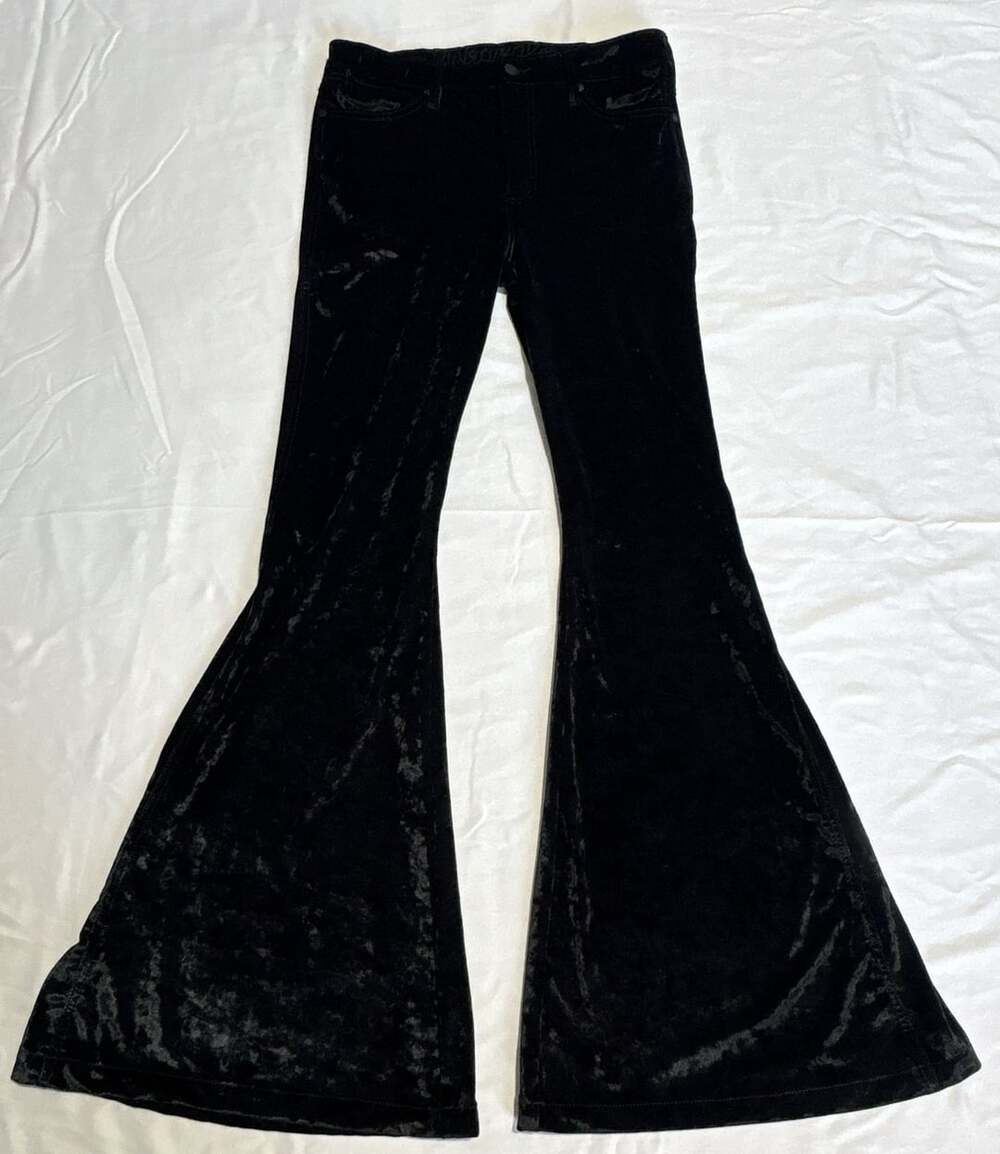 Wrangler Velvet In Vegas Crushed Velvet Flare Pants Black